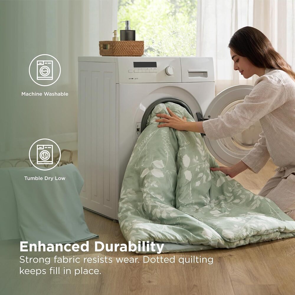 King Size Comforter Set - 7 Pieces Floral Sage Green GentleSoft™ Bedding - Picture 5 of 8
